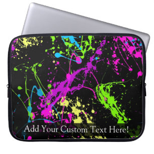 Gepersonaliseerd zwart/neonplatform laptop sleeve