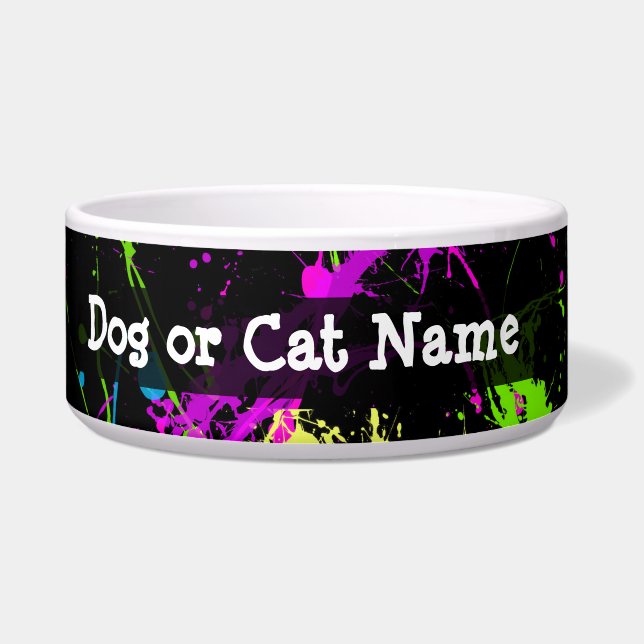 Gepersonaliseerd zwart/neonplatform voerbakje (Links)