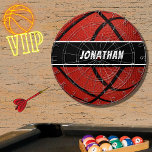 Gepersonaliseerd zwart oranje baskbal dartbord<br><div class="desc">Gepersonaliseerd zwart modern oranje Basketball-dartboard Basketball Close-up Sports Team Basketball Sports gepersonaliseerd dartboard</div>