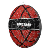 Gepersonaliseerd zwart oranje baskbal dartbord (Voorkant Rechts)