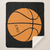 Gepersonaliseerd zwart oranje baskbal sherpa deken (Voorkant)