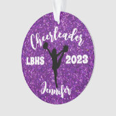 Gepersonaliseerd zwart & Paarse Cheerleading Ornam Ornament (voorkant)
