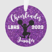 Gepersonaliseerd zwart & Paarse Cheerleading Ornam Ornament (voorkant)