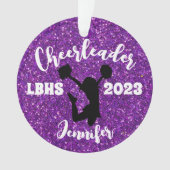 Gepersonaliseerd zwart & Paarse Cheerleading Ornam Ornament (voorkant)