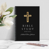 Gepersonaliseerd zwart Religieuze Kruis Notitieboek