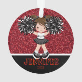 Gepersonaliseerd Zwart & Rood Cheerleading Ornamen Ornament (achterkant)
