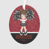 Gepersonaliseerd Zwart & Rood Cheerleading Ornamen Ornament (voorkant)