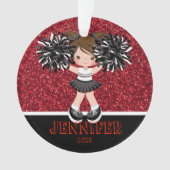 Gepersonaliseerd Zwart & Rood Cheerleading Ornamen Ornament (voorkant)
