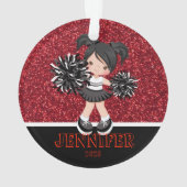 Gepersonaliseerd Zwart & Rood Cheerleading Ornamen Ornament (achterkant)