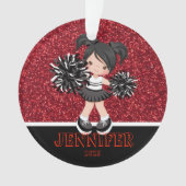 Gepersonaliseerd Zwart & Rood Cheerleading Ornamen Ornament (voorkant)