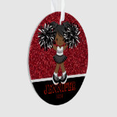 Gepersonaliseerd Zwart & Rood Cheerleading Ornamen Ornament (voorkant)