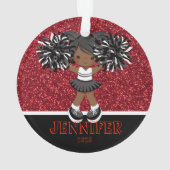 Gepersonaliseerd Zwart & Rood Cheerleading Ornamen Ornament (achterkant)
