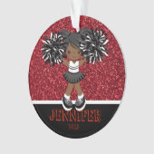 Gepersonaliseerd Zwart & Rood Cheerleading Ornamen Ornament (voorkant)