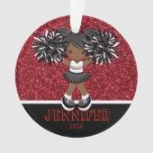 Gepersonaliseerd Zwart & Rood Cheerleading Ornamen Ornament (voorkant)