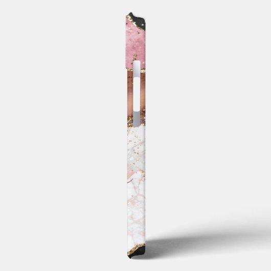 Gepersonaliseerd zwart Roos Gold Marble Glitter Ag Case-Mate iPhone Case (Achterkant / Links)