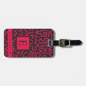 Gepersonaliseerd Zwart Roze Abstract Patroon Bagagelabel (Voorkant horizontaal)