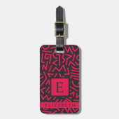 Gepersonaliseerd Zwart Roze Abstract Patroon Bagagelabel (Voorkant verticaal)
