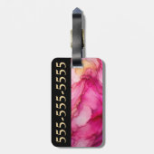 Gepersonaliseerd zwart & roze bagage label (Achterkant verticaal)