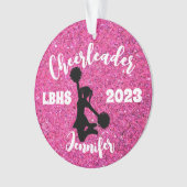 Gepersonaliseerd Zwart & Roze Cheerleading Ornamen Ornament (voorkant)