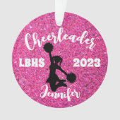 Gepersonaliseerd Zwart & Roze Cheerleading Ornamen Ornament (voorkant)