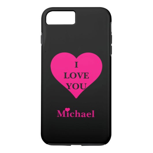 Gepersonaliseerd zwart & roze hart Ik hou van je Case-Mate iPhone Case (Achterkant)