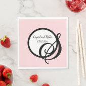 Gepersonaliseerd zwart roze monogram papier servet (Insitu)