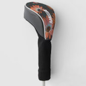 Gepersonaliseerd zwart Sinaasappel bloemig monogra Golfheadcover (Schuin)