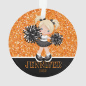 Gepersonaliseerd zwart & Sinaasappel Cheerleading  Ornament (achterkant)