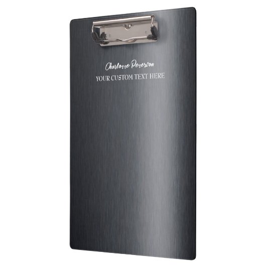 Gepersonaliseerd zwart steenkoolmetaal klembord (Links)