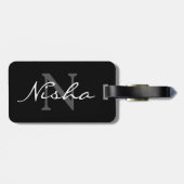 Gepersonaliseerd zwart stijlvol monogram Bagagelab Bagagelabel (Achterkant horizontaal)