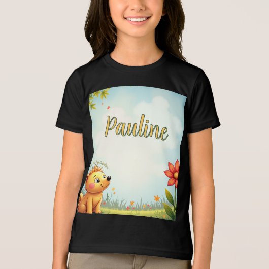 Gepersonaliseerd zwart t shirt voor kinderen (Voorkant)