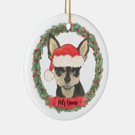 Gepersonaliseerd zwart & Tan Chihuahua Keramisch Ornament (Rechts)