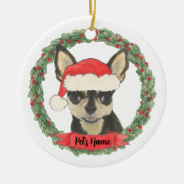 Gepersonaliseerd zwart & Tan Chihuahua Keramisch Ornament