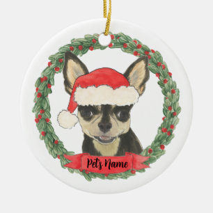 Gepersonaliseerd zwart & Tan Chihuahua Keramisch Ornament