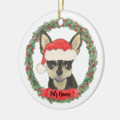 Gepersonaliseerd zwart & Tan Chihuahua Keramisch Ornament (Links)
