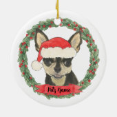 Gepersonaliseerd zwart & Tan Chihuahua Keramisch Ornament (Achterkant)