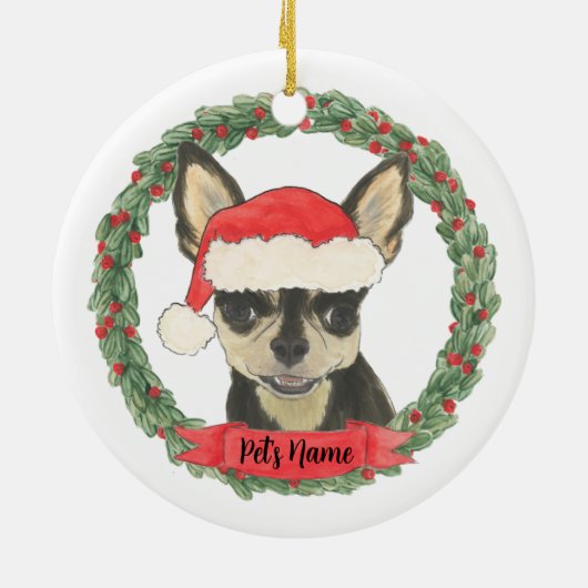 Gepersonaliseerd zwart & Tan Chihuahua Keramisch Ornament (Achterkant)