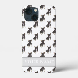 Gepersonaliseerd zwart & Tan Tricolor Frenchie Dog Case-Mate iPhone Case