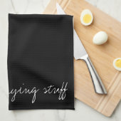 Gepersonaliseerd zwart theedoek (Quarter Fold)