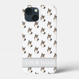 Gepersonaliseerd zwart, Tricolor Corgi Dog Case-Mate iPhone Case