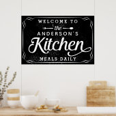 Gepersonaliseerd zwart Welkom bij de Keukensignale Poster (Keuken)
