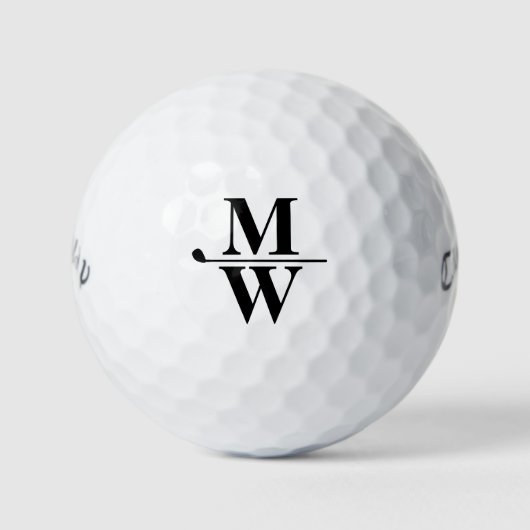 Gepersonaliseerd zwart/wit 2-letter monogram golfballen (Voorkant)