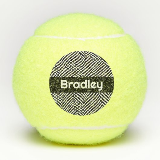 Gepersonaliseerd zwart-wit Abstract patroon Tennisballen (Voorkant)