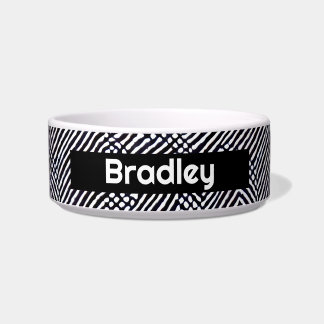 Gepersonaliseerd zwart-wit Abstract patroon Voerbakje