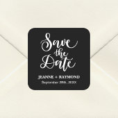 Gepersonaliseerd Zwart-wit bruiloft Save The Date Vierkante Sticker