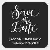 Gepersonaliseerd Zwart-wit bruiloft Save The Date Vierkante Sticker (Voorkant)