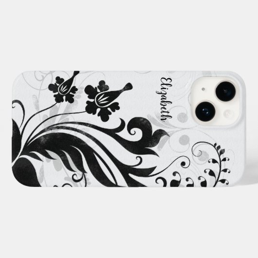 Gepersonaliseerd zwart-wit Case-Mate iPhone case (Achterkant (horizontaal))