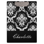 Gepersonaliseerd zwart-wit Damaspatroon Klembord (Voorkant)