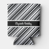 Gepersonaliseerd, zwart-wit diagonaal retro patroo blikjeskoeler (Voorkant)