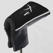Gepersonaliseerd zwart wit eenvoudig modern golfheadcover (3/4 voorkant)